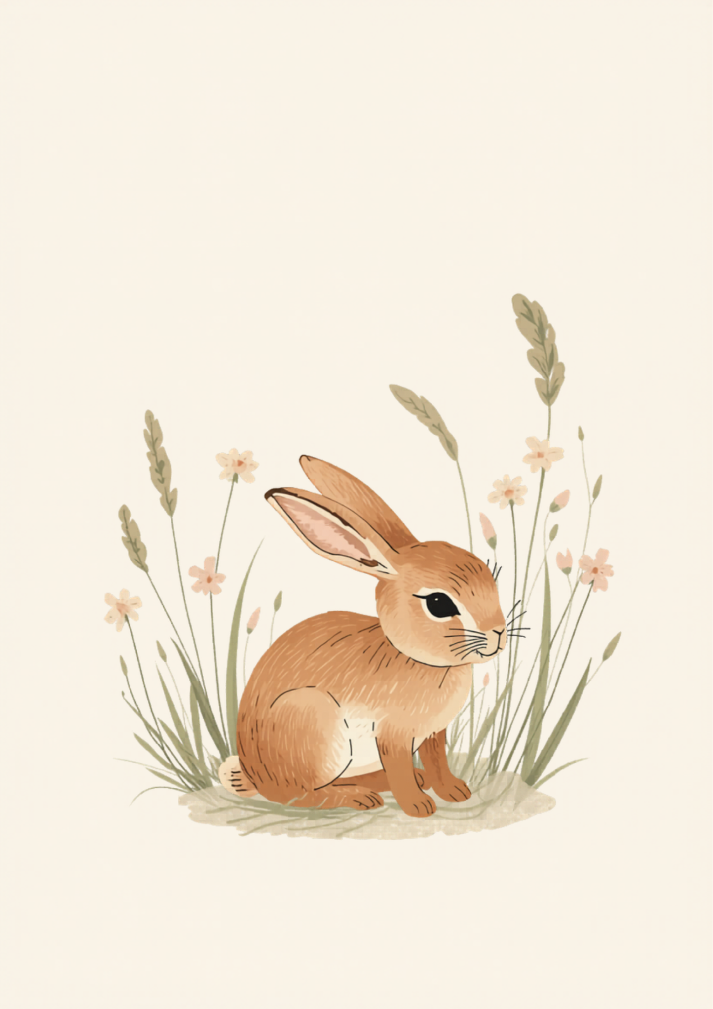Boho bunny nursery printable poster in neutral tones
