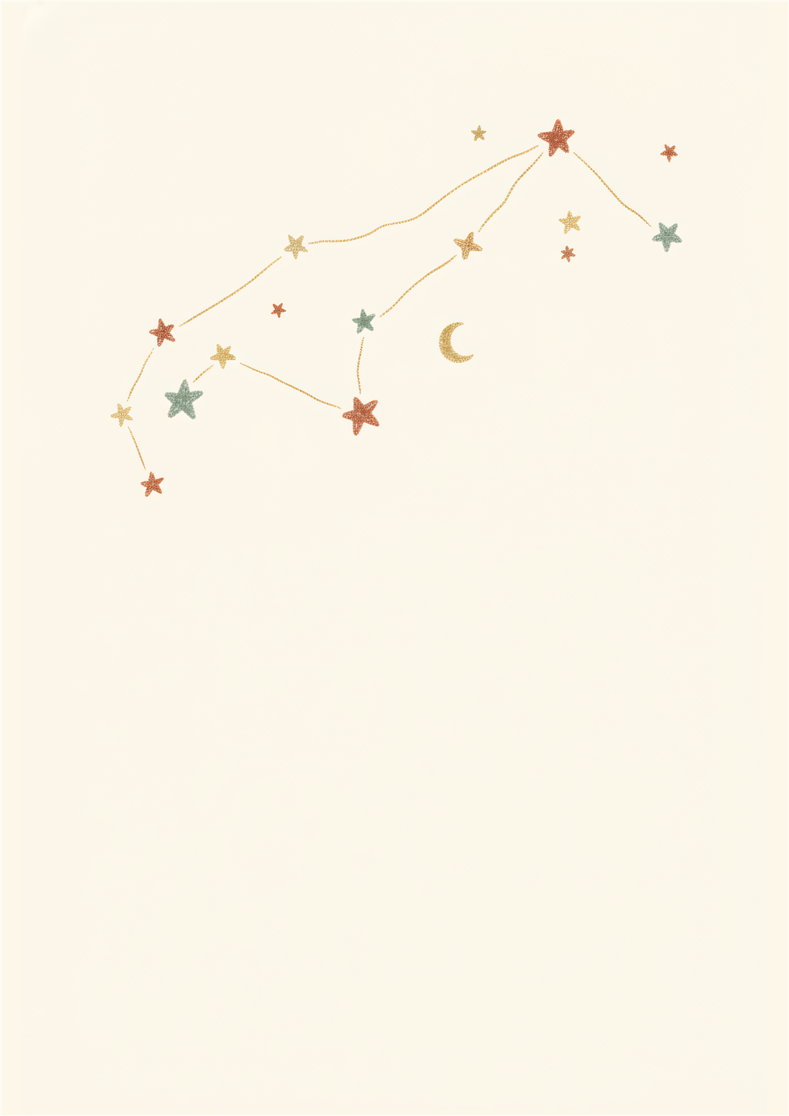 Delicate star constellation printable nursery poster in boho neutrals
