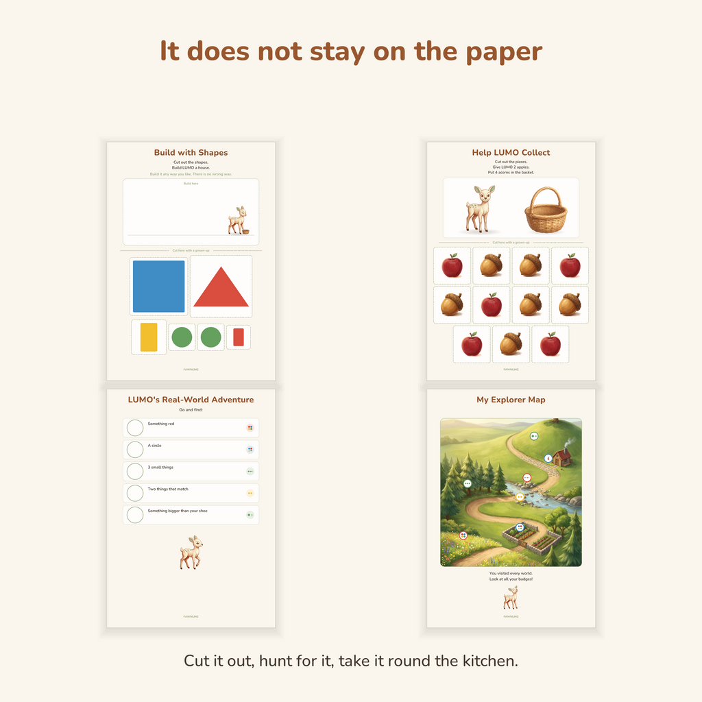 Cut out shapes, a collecting page, a real world hunt and an explorer map