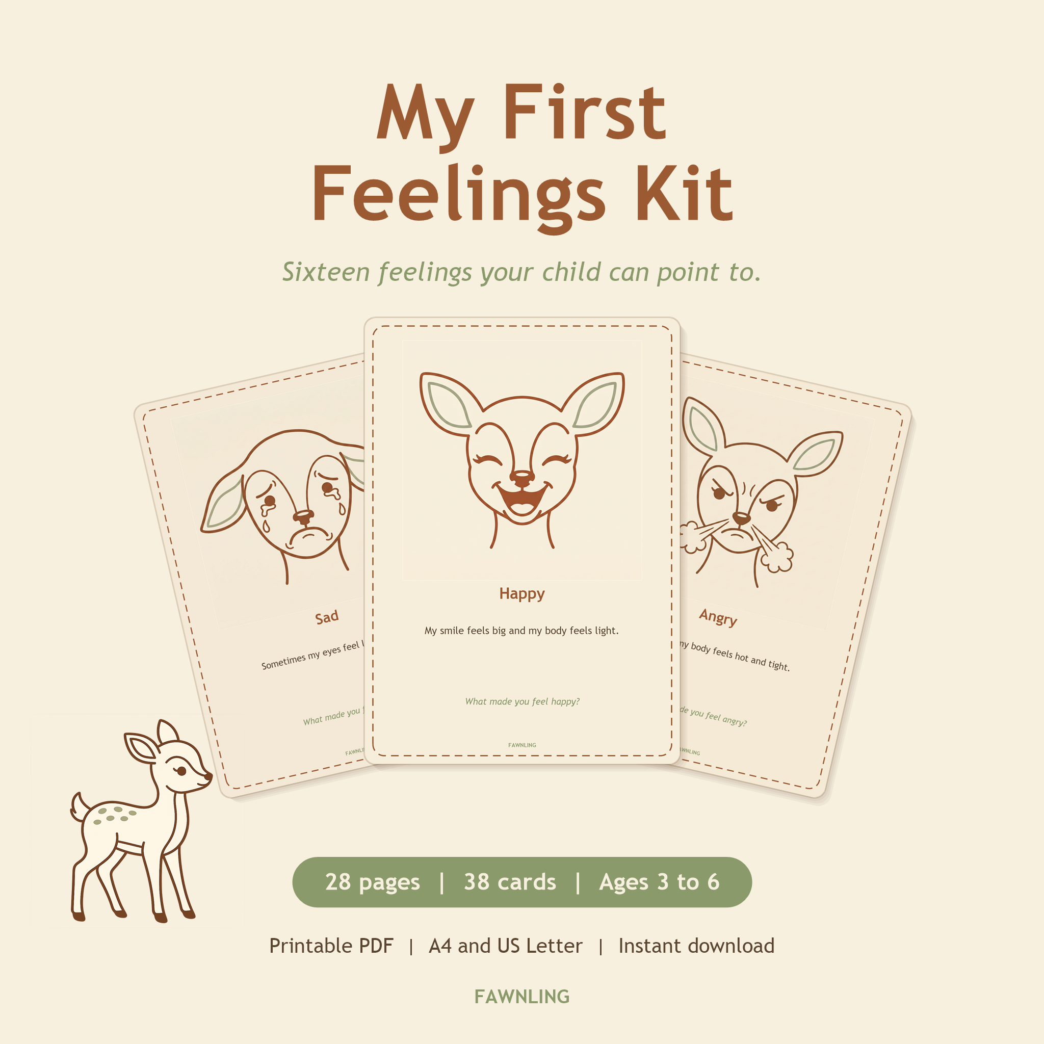 My First Feelings Kit, printable emotions cards for children aged 3 to 6