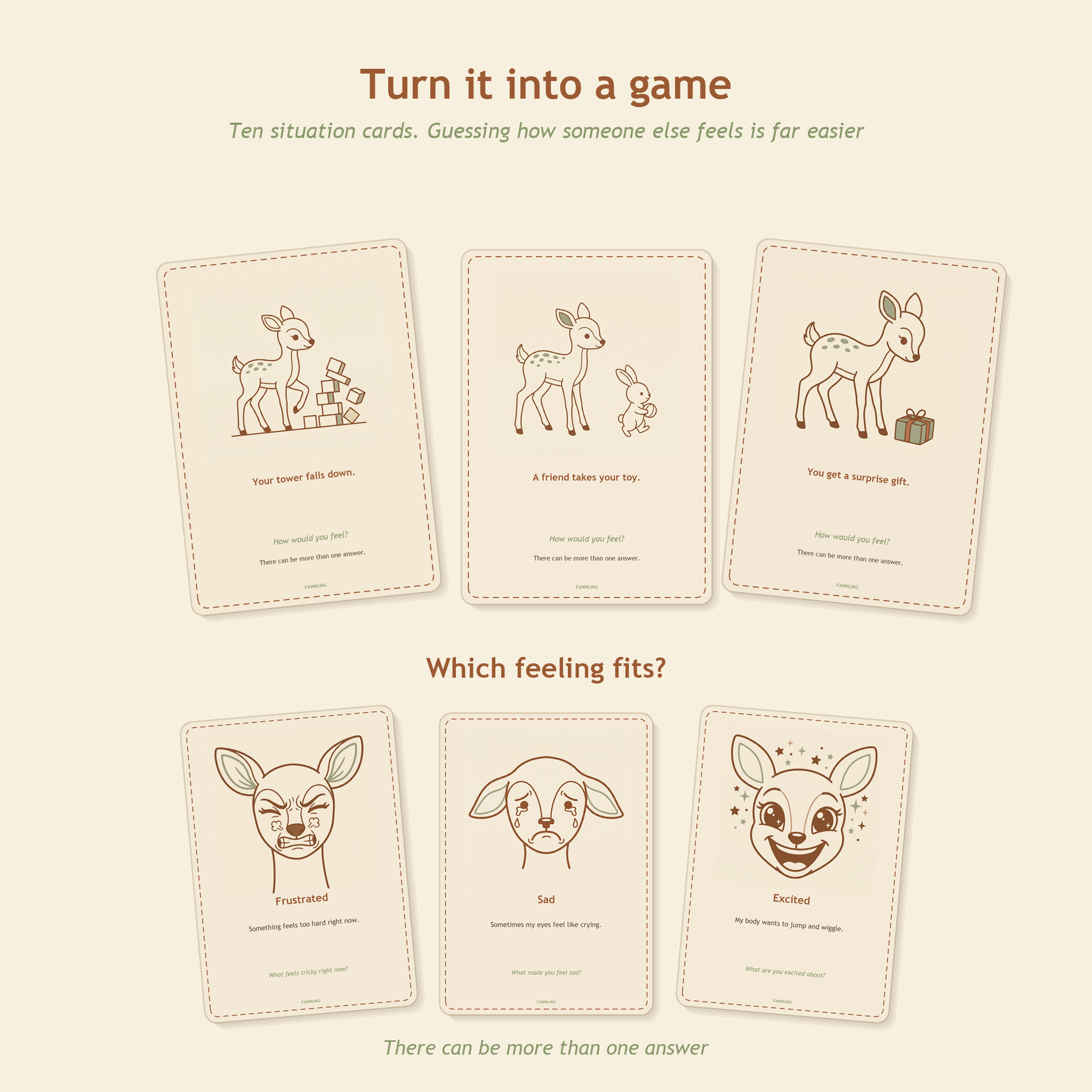 Situation cards for the feelings matching game