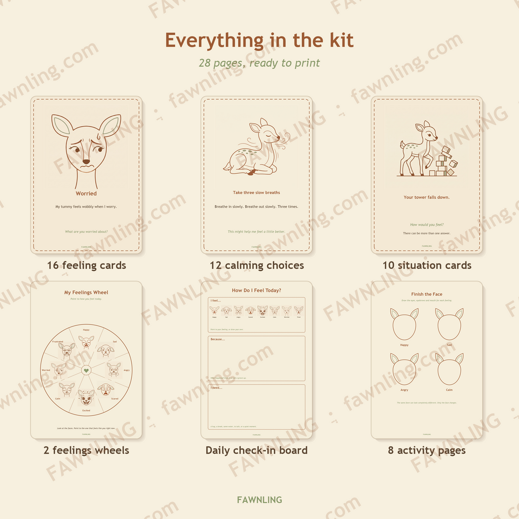 Overview of everything included in the kit across 28 printable pages