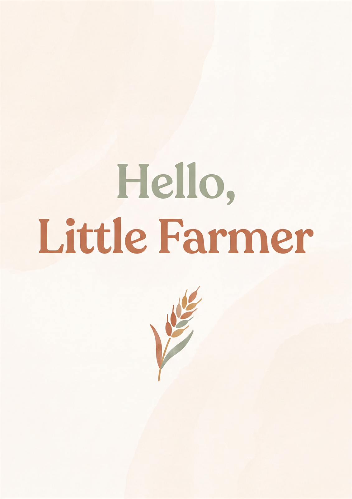 Hello Little Farmer hand lettered farm nursery printable poster