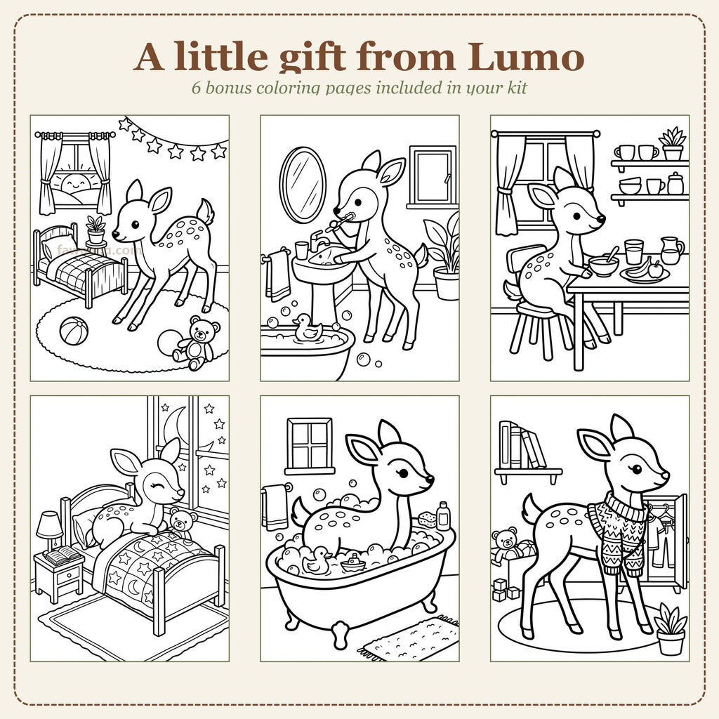 A little gift from Lumo: 6 bonus coloring pages included in the kit