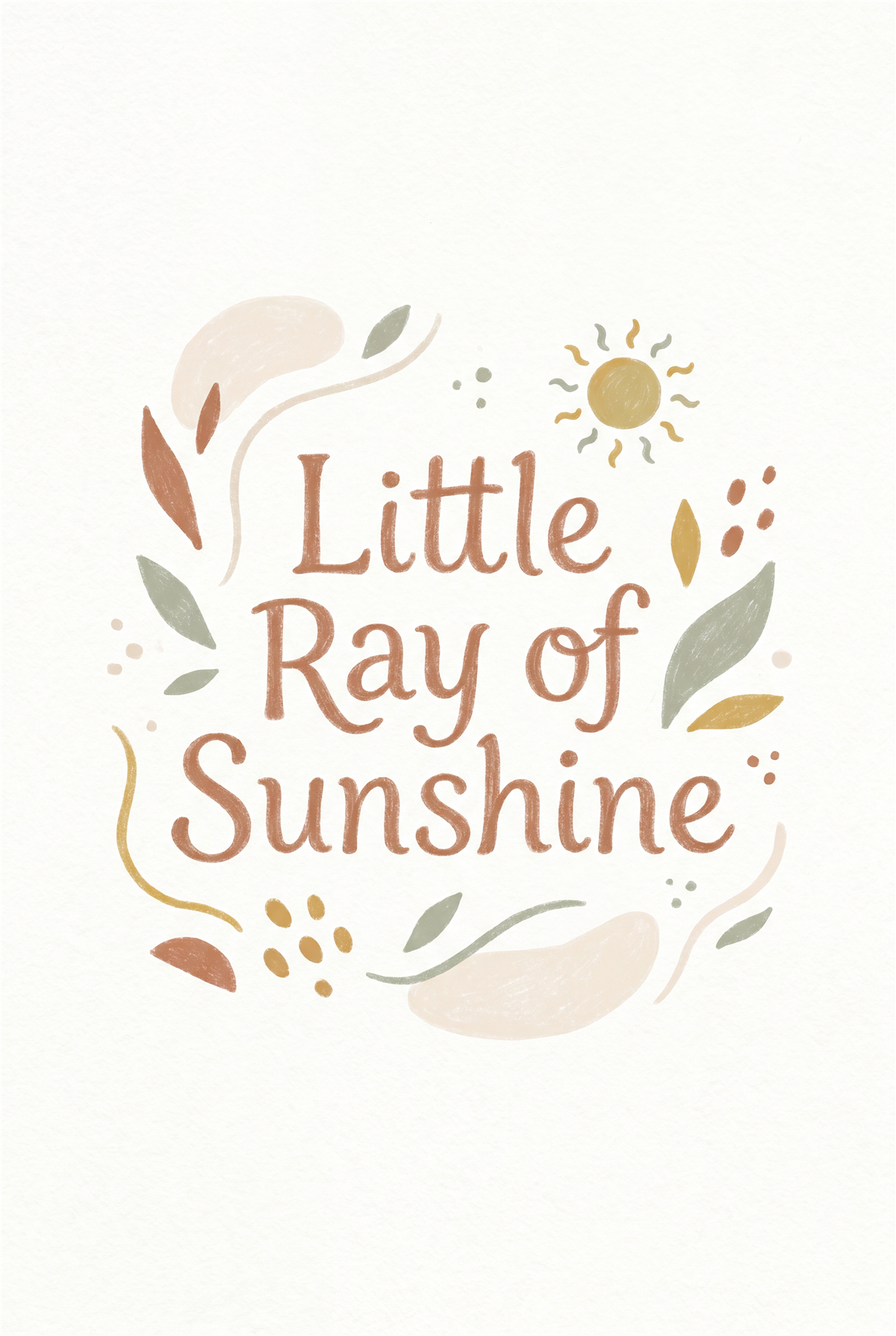 Little Ray of Sunshine hand-lettered boho nursery printable poster