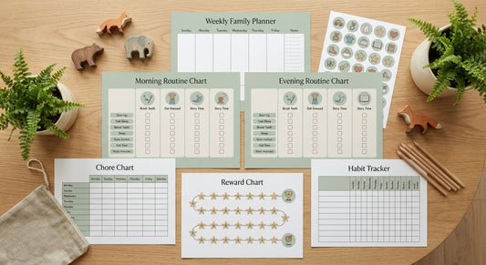 Complete kids routine printable bundle flat lay